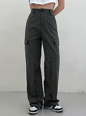 【合身!】細褶口袋直筒工裝褲 - IKIMSTORE