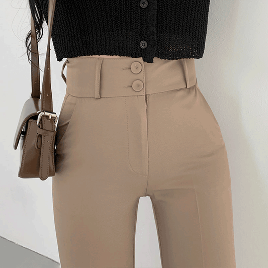 【收肚腩/S~XL】修身雙扣直腳西裝褲 - IKIMSTORE