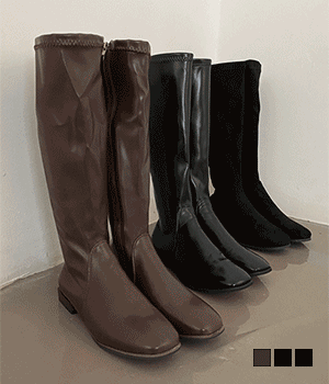 韓系方頭高筒皮靴(36-40) - IKIMSTORE