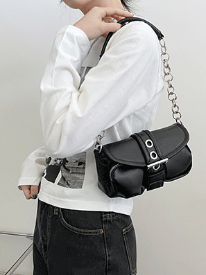 韓系鏈帶單肩包(2color) - IKIMSTORE