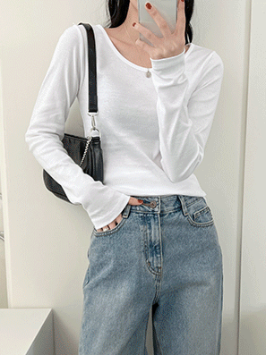 【12色】韓製素色圓領長袖T恤<KR> - IKIMSTORE