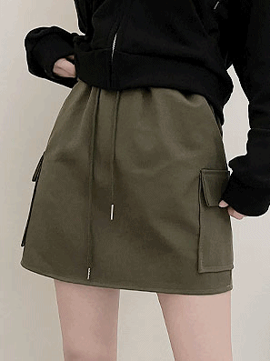 韓製棉質工裝迷你裙(3color)<KR> - IKIMSTORE