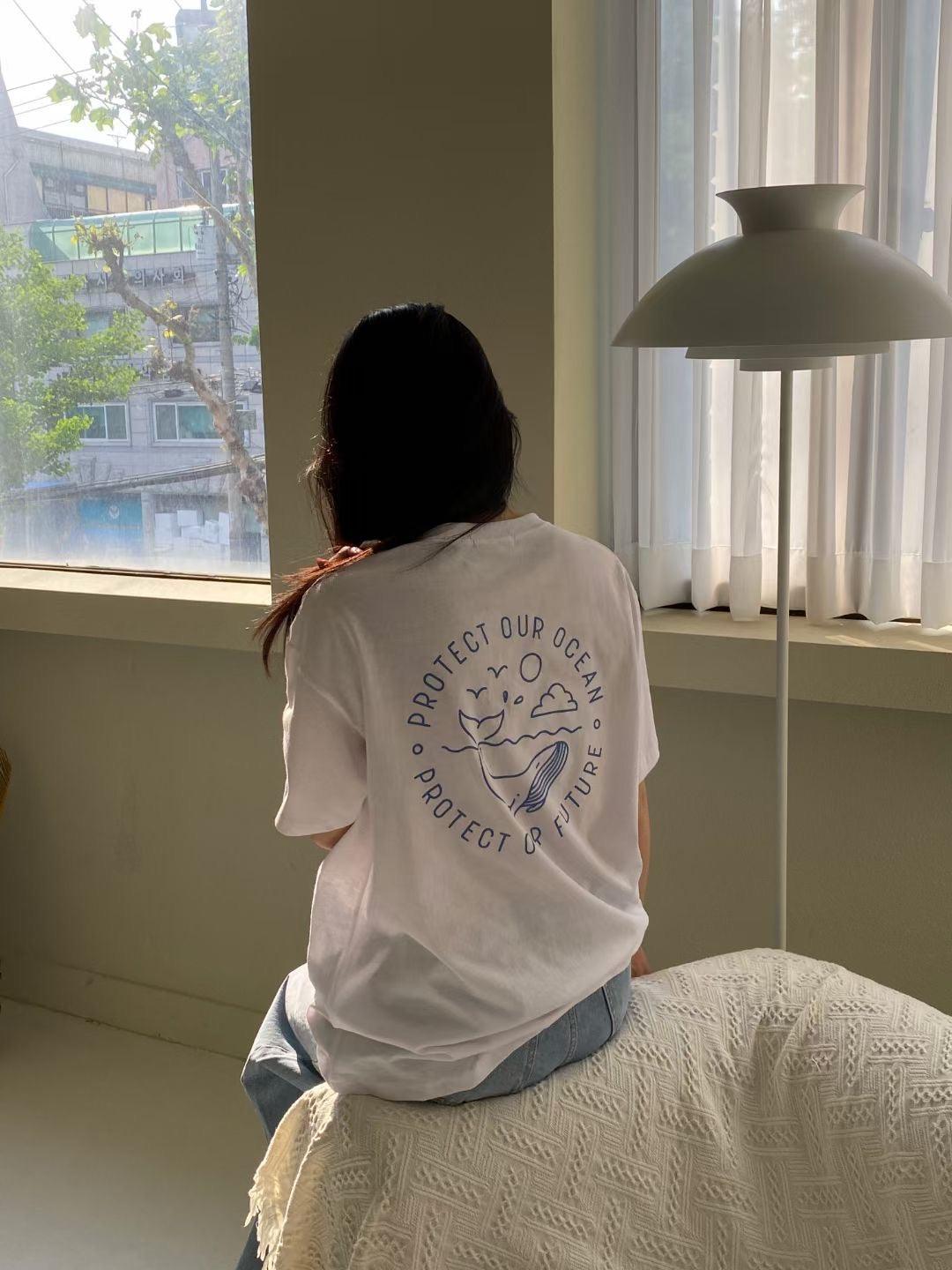 🐳鯨魚圖案短袖T恤<KR> - IKIMSTORE