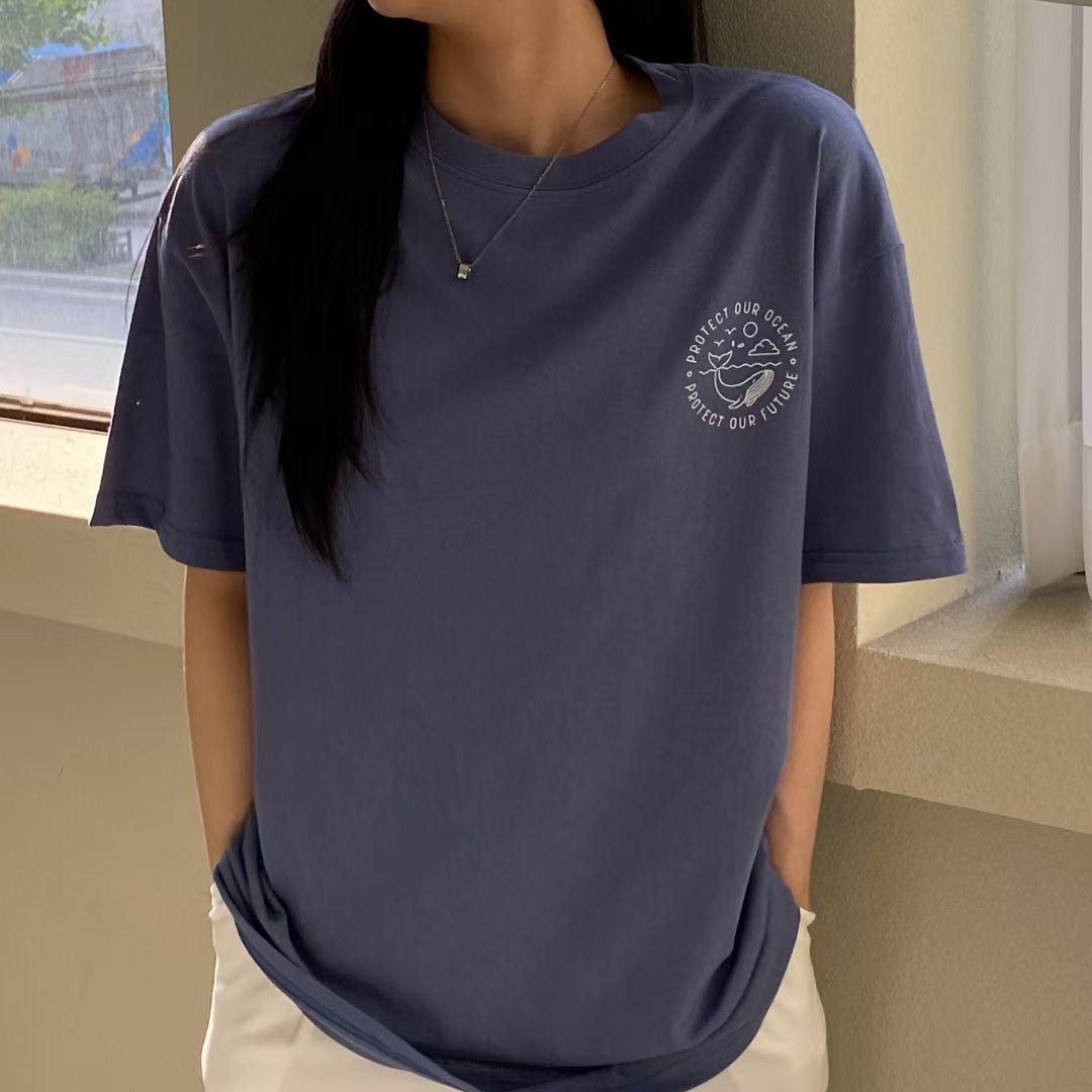 🐳鯨魚圖案短袖T恤<KR> - IKIMSTORE