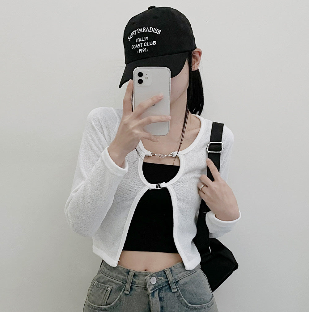 ⛓銀扣鏈短款開衫
