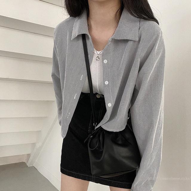 簡約明線牛仔裙<KR> - IKIMSTORE