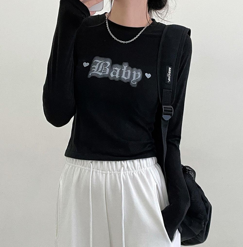 韓製Baby短款長袖T恤<KR> - IKIMSTORE
