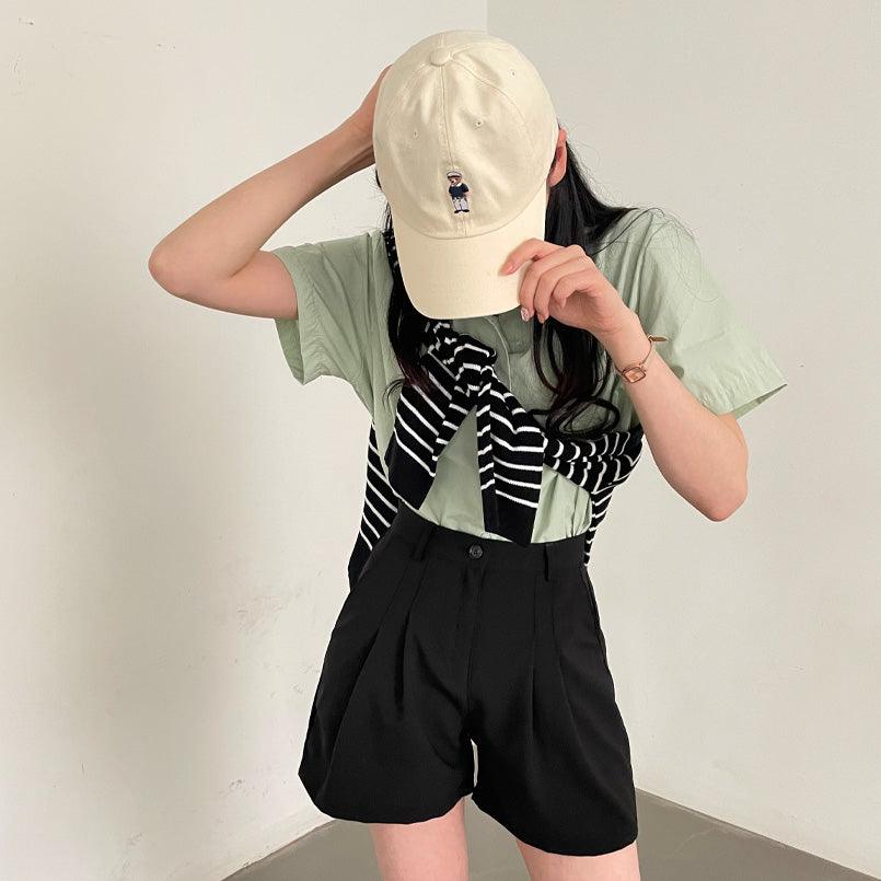 【涼感料🧊】兩針褶西裝短褲<KR> - IKIMSTORE