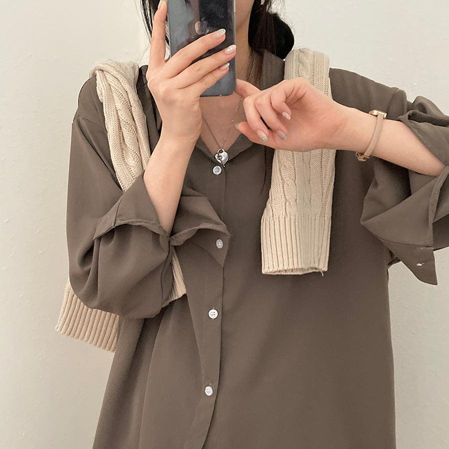 【現貨white, cream, navy】絲滑柔軟寬鬆恤衫(7color) - IKIMSTORE