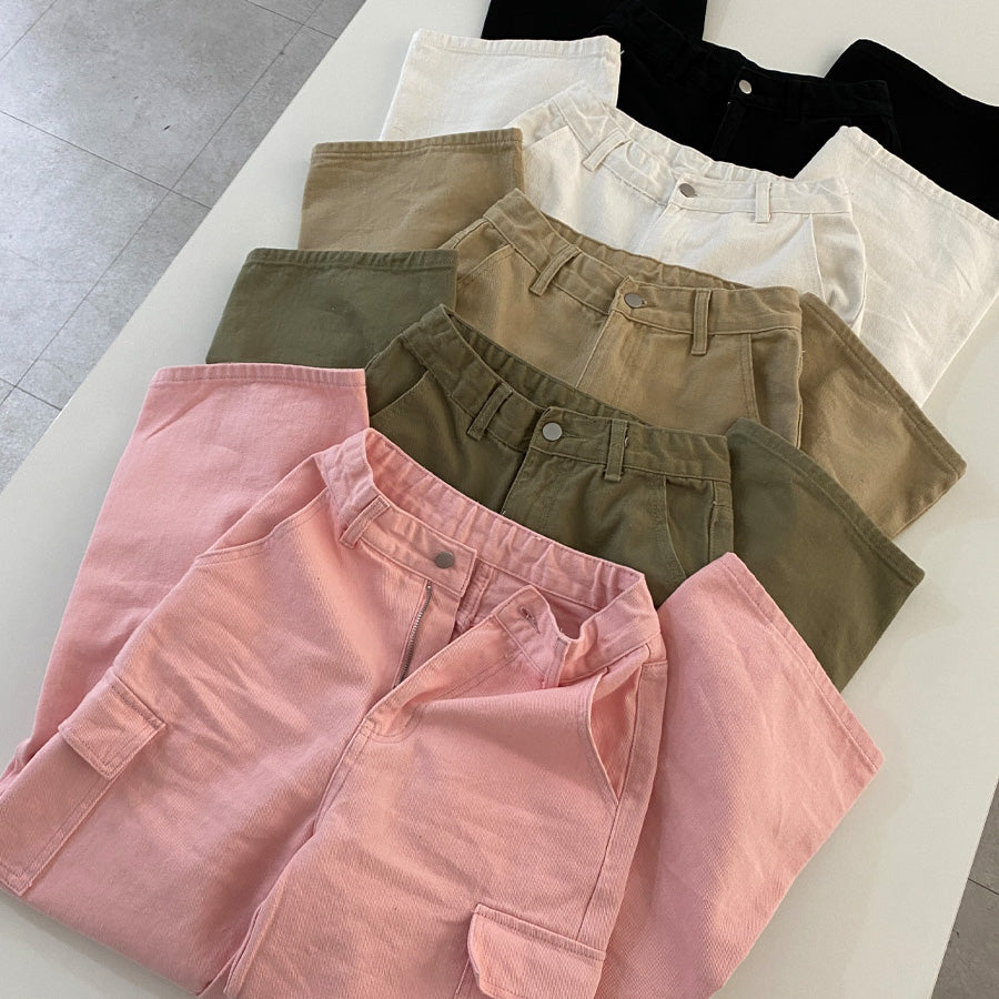 【3種長度】美式復古寬版工裝長褲(S-2XL)