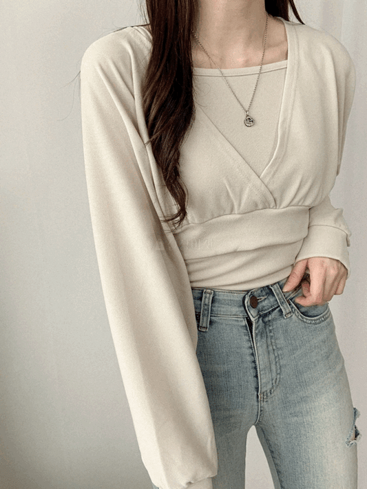 【套裝】韓製背心+交叉長袖T恤SET<KR> - IKIMSTORE