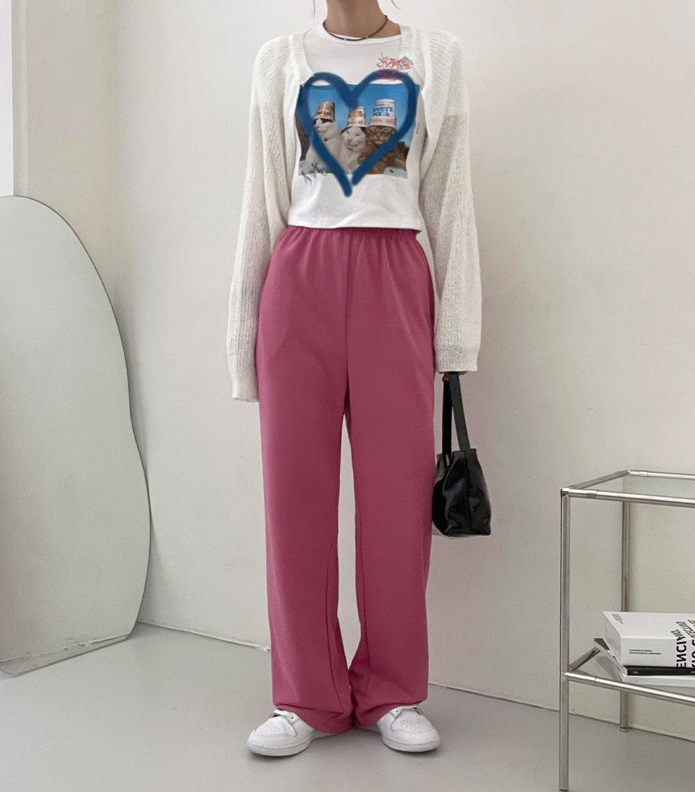 【舒適!】韓製時尚鬆緊腰棉褲<KR>(M/ L) - IKIMSTORE