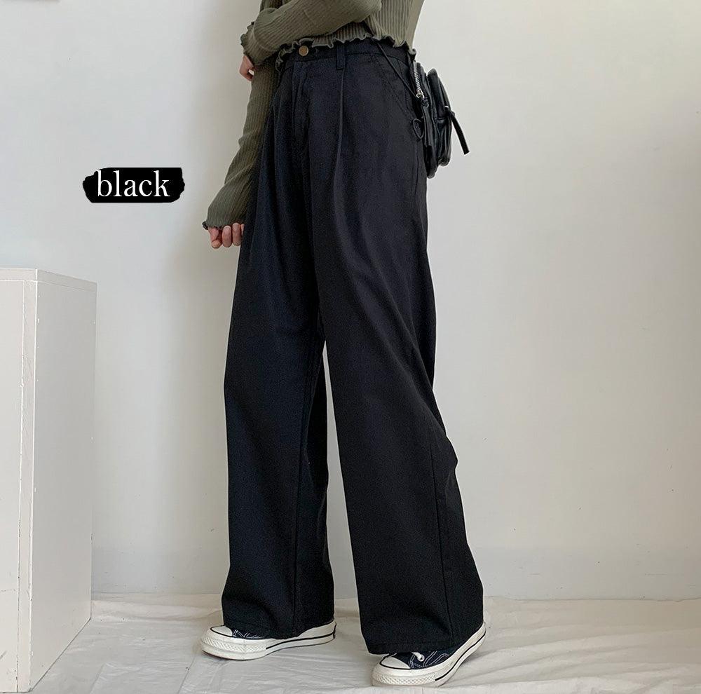 【日常單品】一針褶線牛仔闊腿褲(S-L) - IKIMSTORE