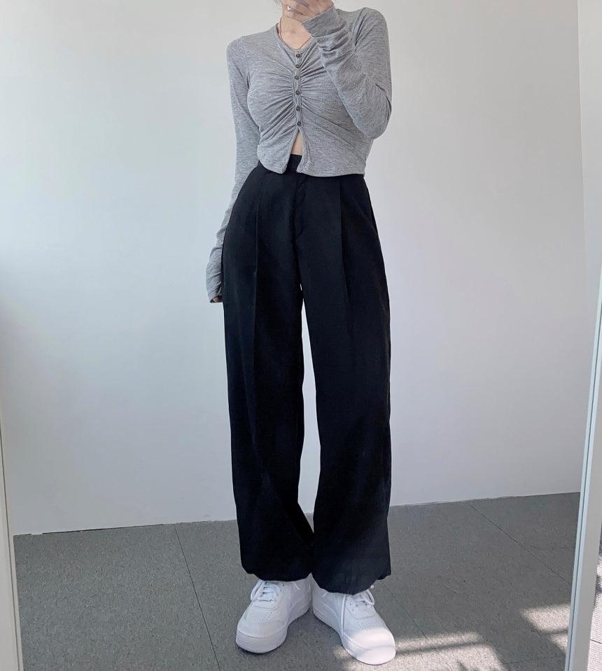 (兩穿!休閒/慢跑褲)束腳抽繩休閒闊褲<KR>(S-L) - IKIMSTORE