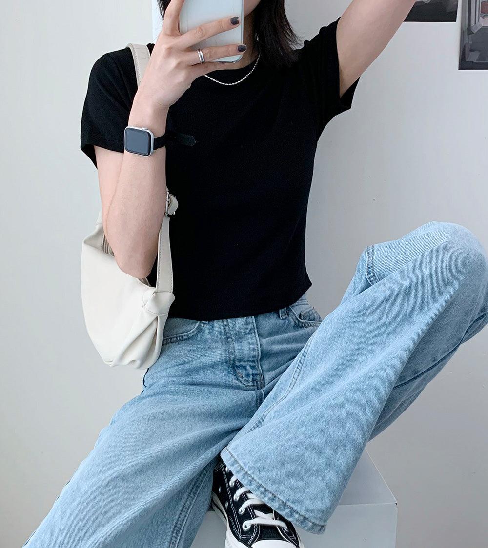 韓製日常棉質crop tee<KR> - IKIMSTORE