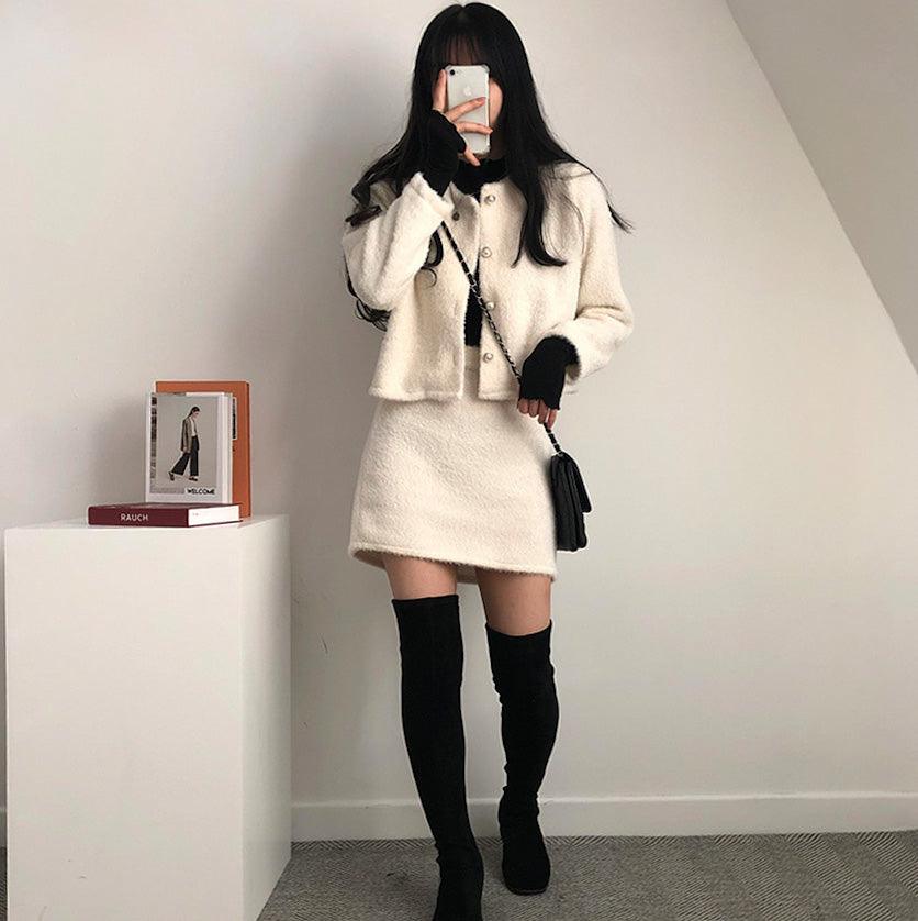 🤍冬日柔軟絨絨小香套裝<KR> - IKIMSTORE