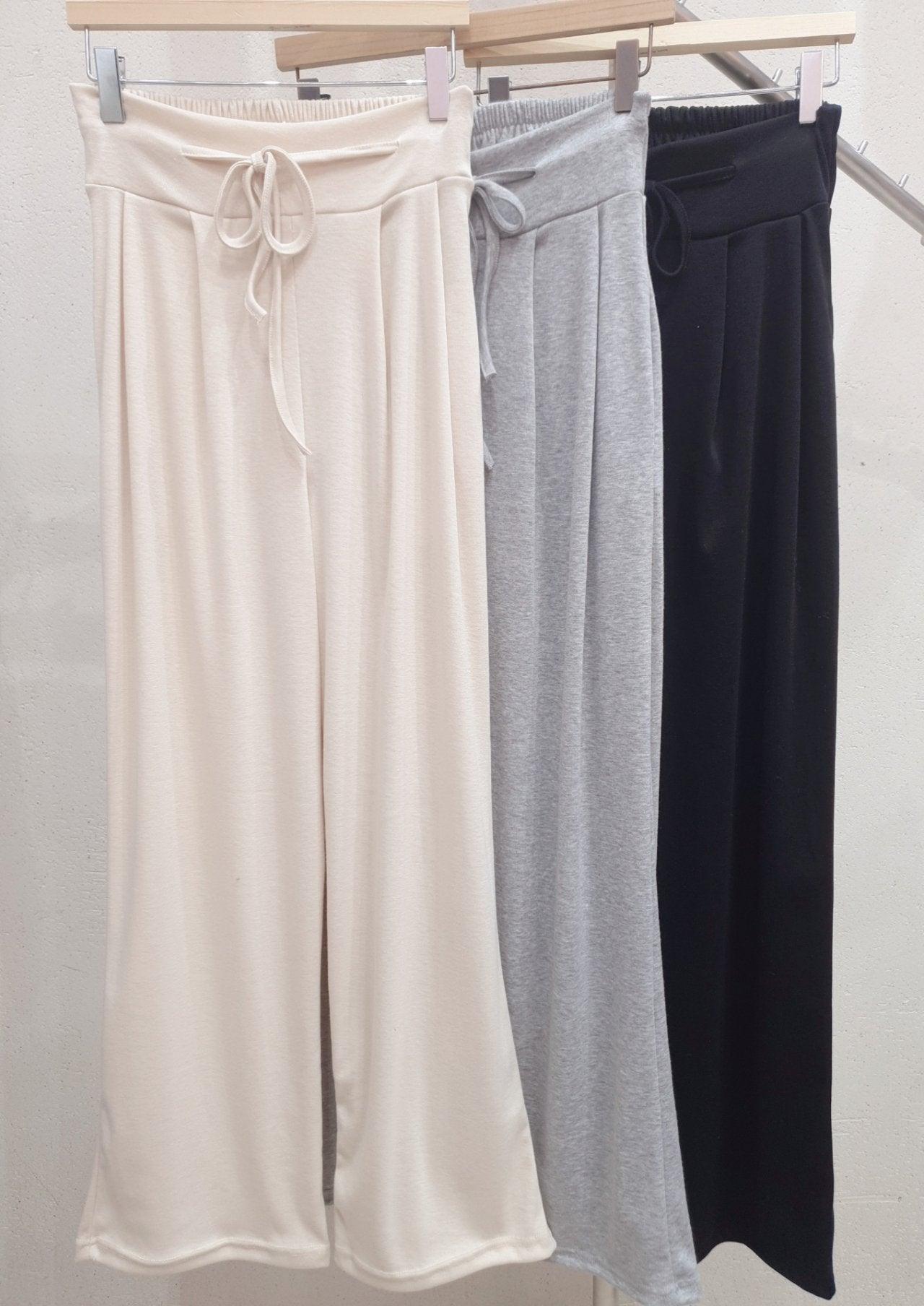 【現貨灰】舒適日常休閒綁帶褲<KR> - IKIMSTORE