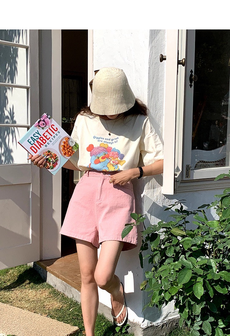👛新色粉色追加!棉質牛仔短褲~後橡筋腰 (S-L)