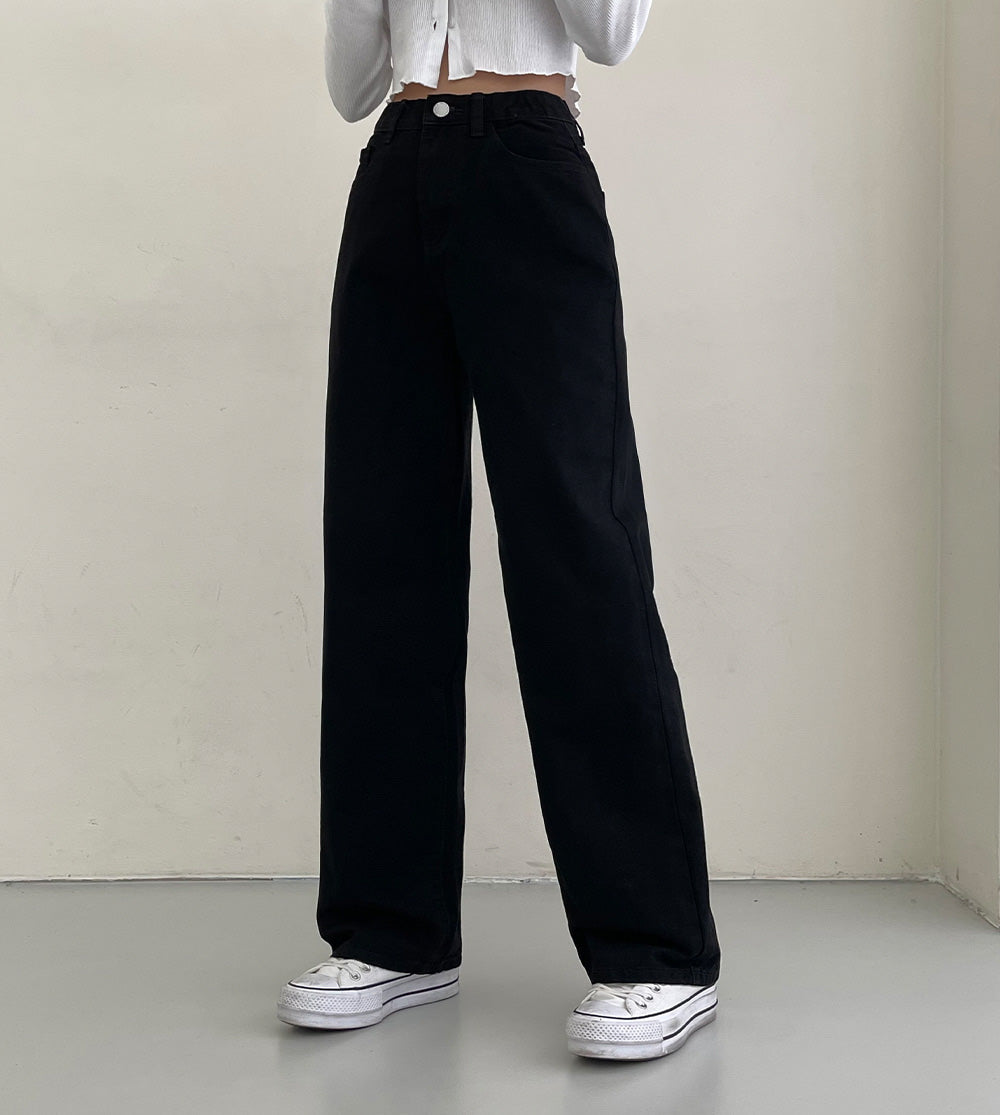 【3種長度/內橡筋】水洗闊腿牛仔褲(S-2XL)