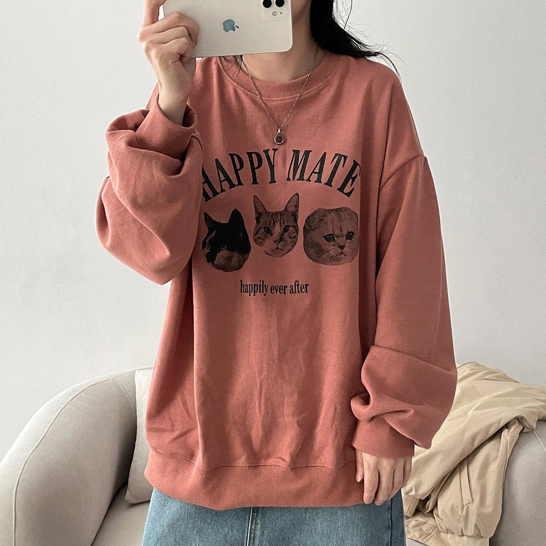 韓製Happy Mate🐈小貓衛衣(4color)<KR> - IKIMSTORE