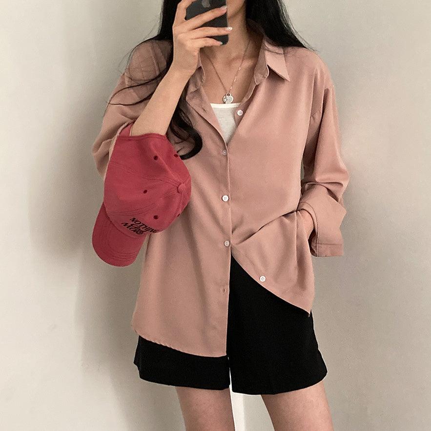 【現貨white, cream, navy】絲滑柔軟寬鬆恤衫(7color) - IKIMSTORE