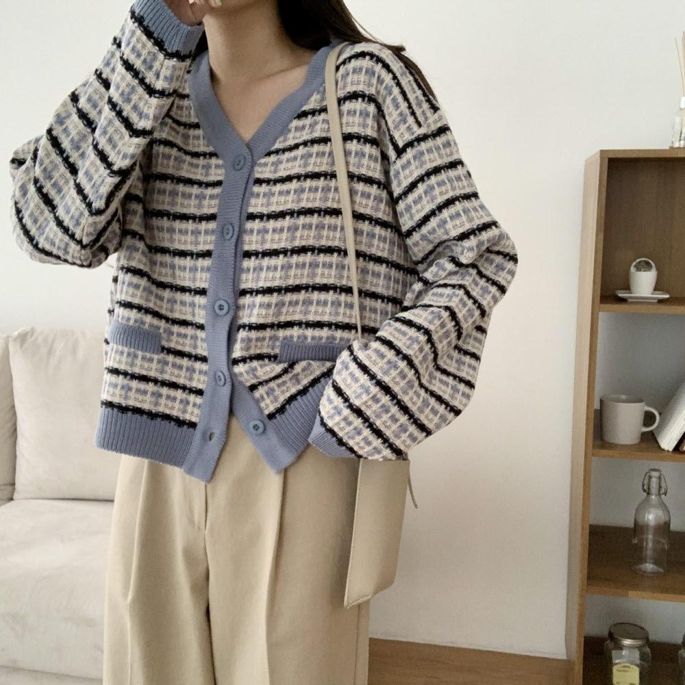 【現貨】小香拼色鈎織外套 <KR> - IKIMSTORE
