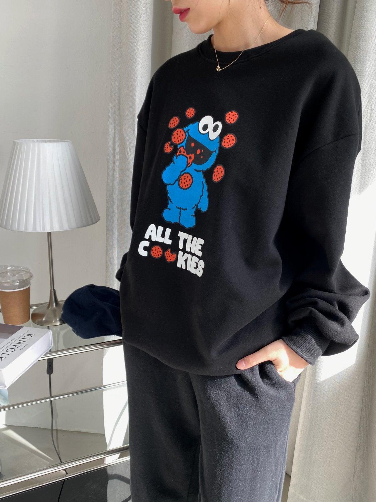 芝麻街餅乾怪獸Cookie衛衣 3色入<KR> - ikimstore