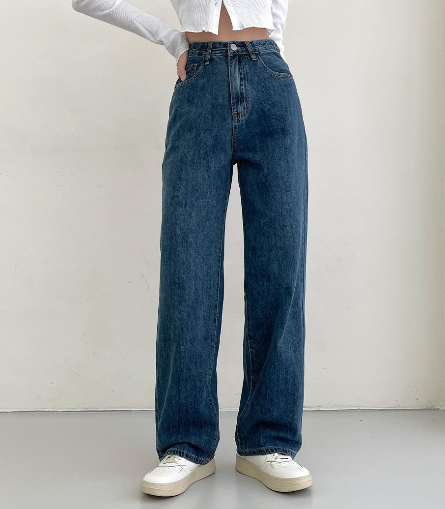 【3種長度/內橡筋】水洗闊腿牛仔褲(S-2XL)