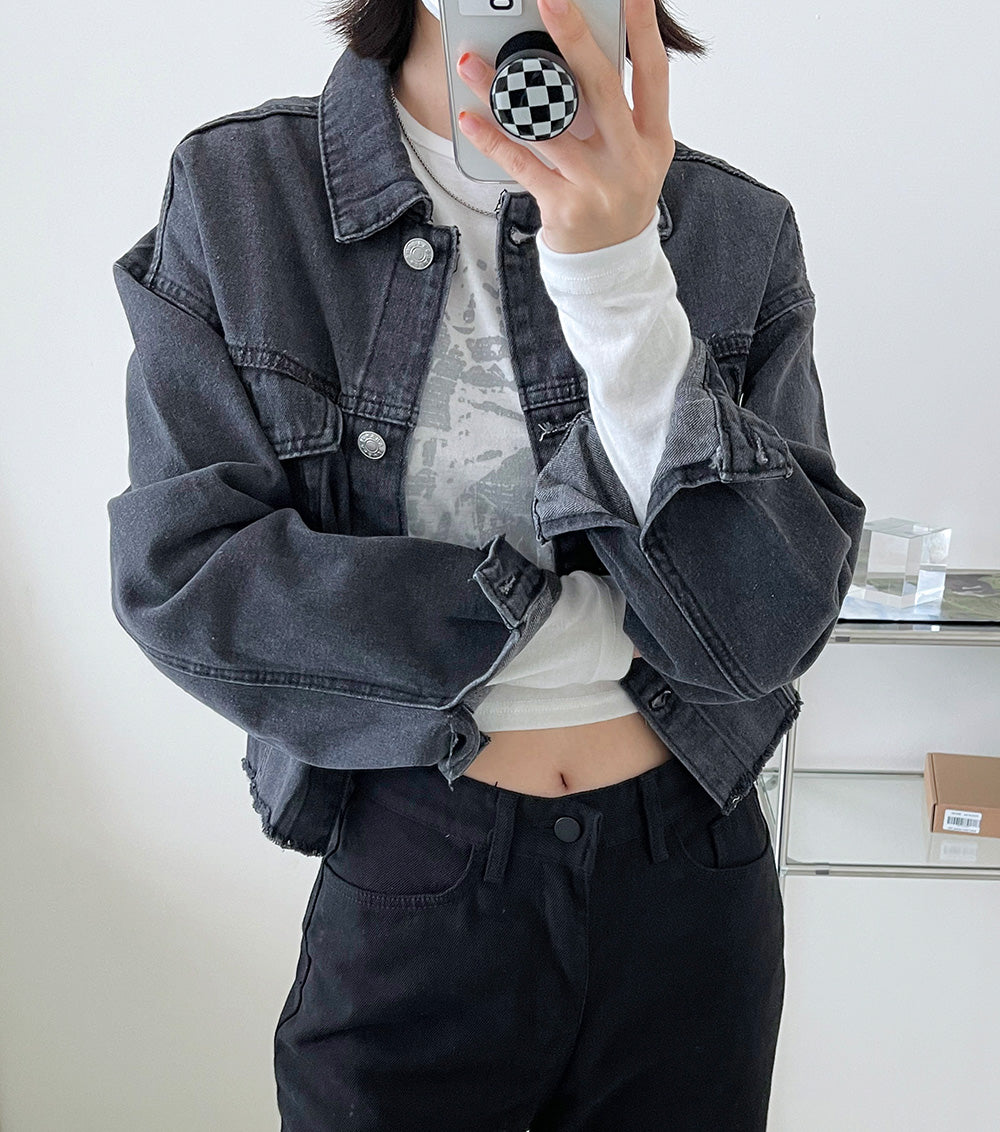 街頭風破邊牛仔外套
