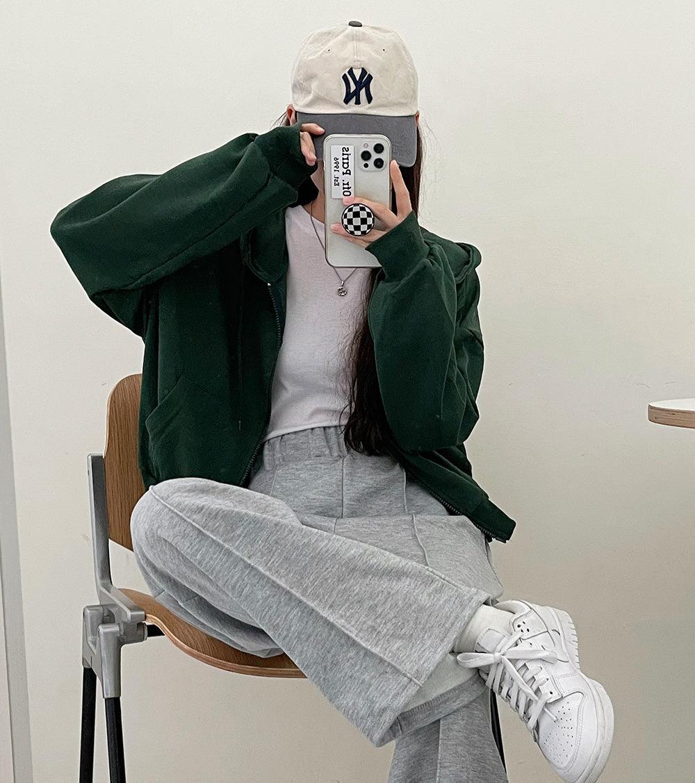 【兩種長度】鬆緊腰骨線休閒棉褲<KR> - IKIMSTORE