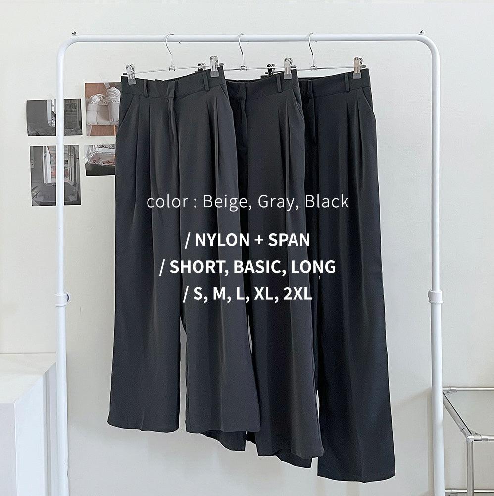【三種長度/後橡筋腰】兩針褶暗扣西裝褲(S~2XL) - IKIMSTORE