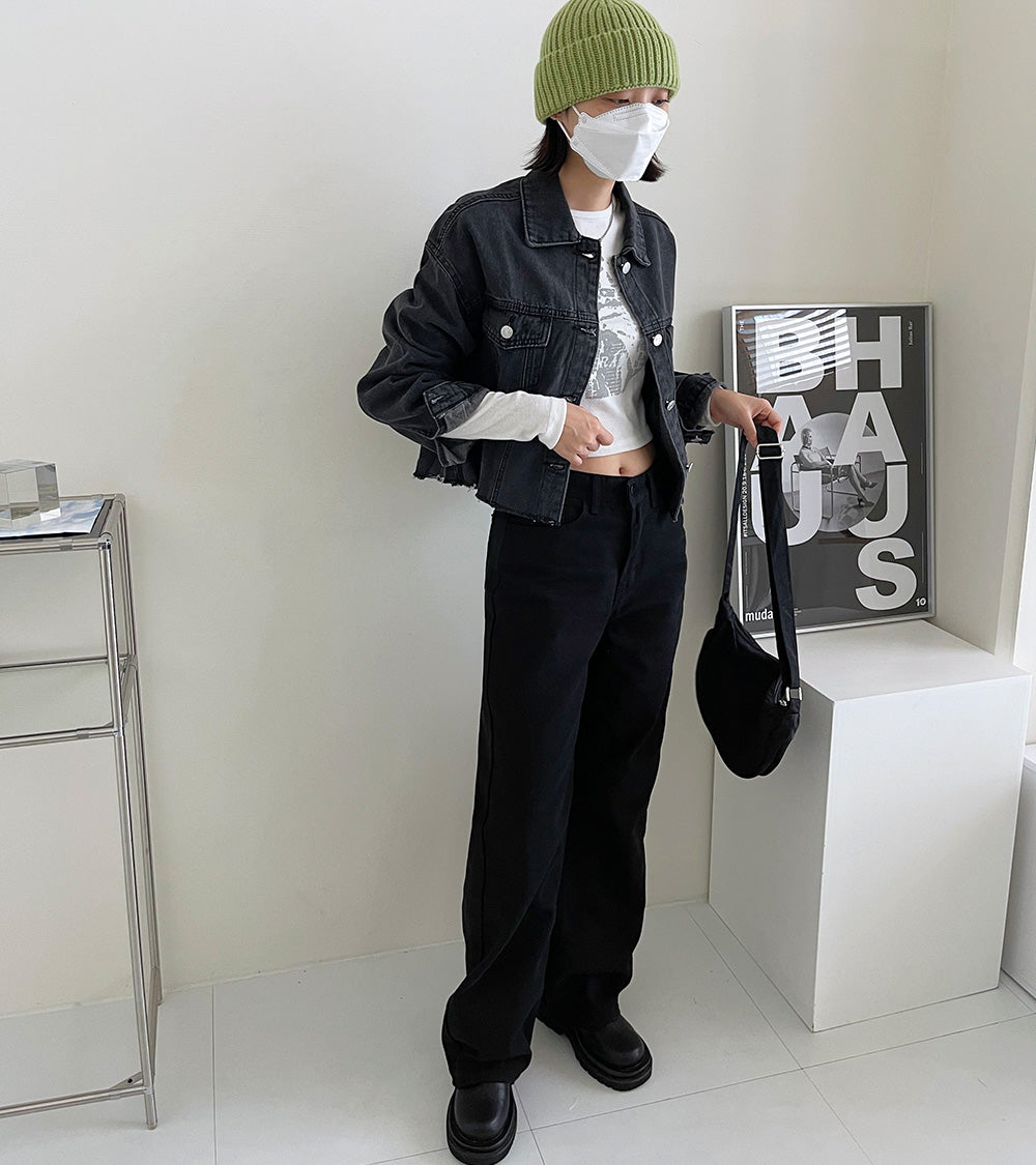 街頭風破邊牛仔外套