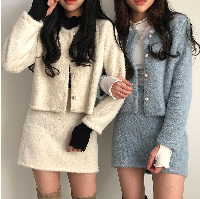 🤍冬日柔軟絨絨小香套裝<KR> - IKIMSTORE