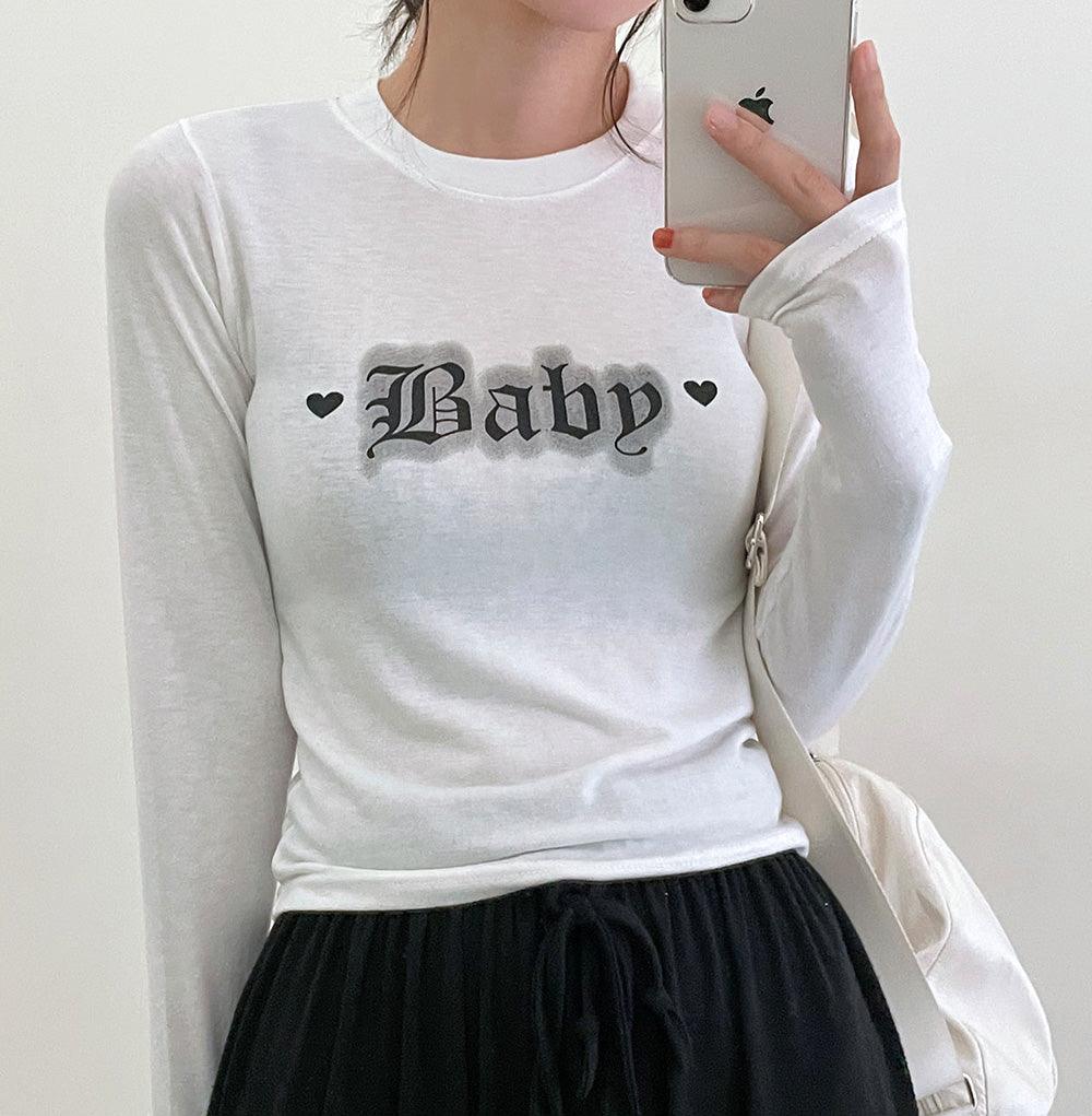 韓製Baby短款長袖T恤<KR> - IKIMSTORE