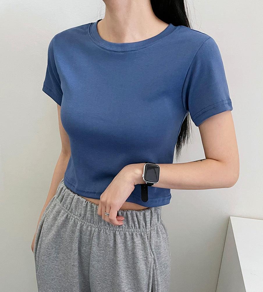韓製日常棉質crop tee<KR> - IKIMSTORE