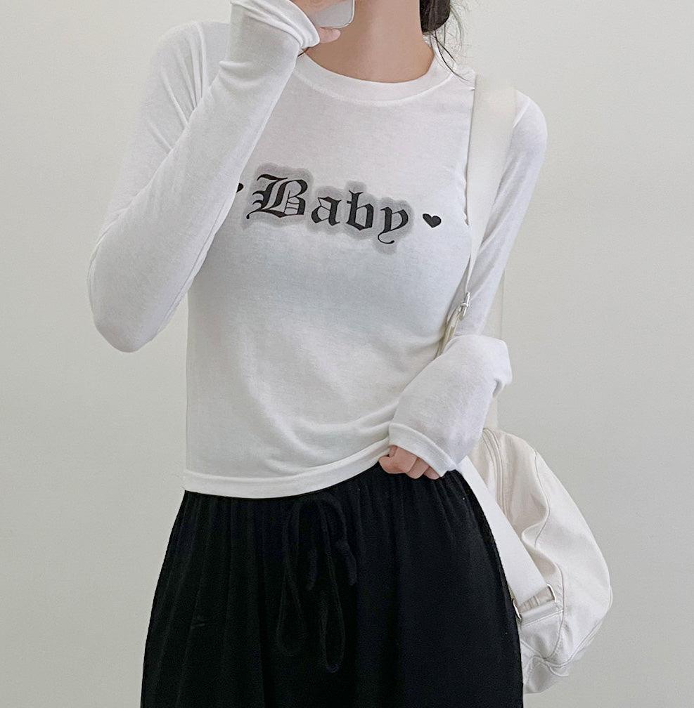 韓製Baby短款長袖T恤<KR> - IKIMSTORE