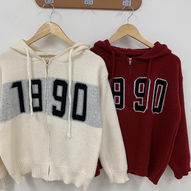 1890連帽針織拉鍊外套 - IKIMSTORE