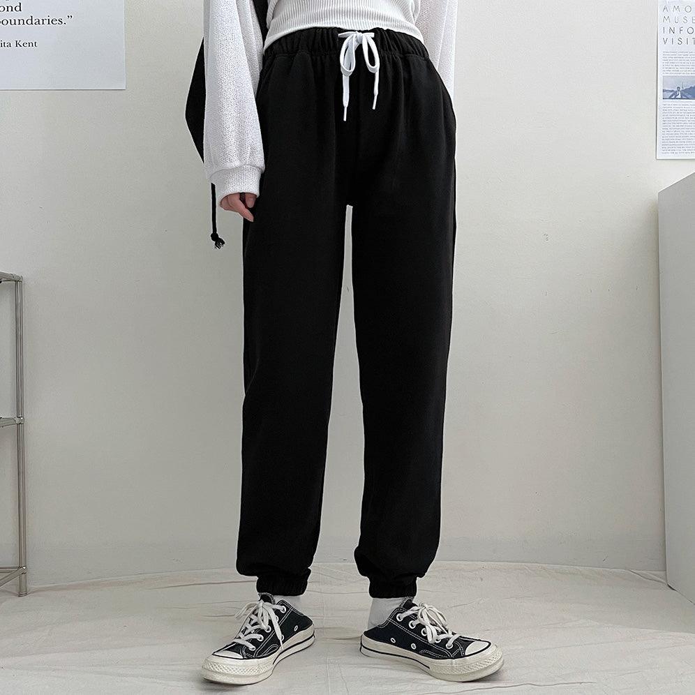 【韓製/S-5XL】高腰鬆緊腰慢跑束腳褲<KR> (14color) - IKIMSTORE
