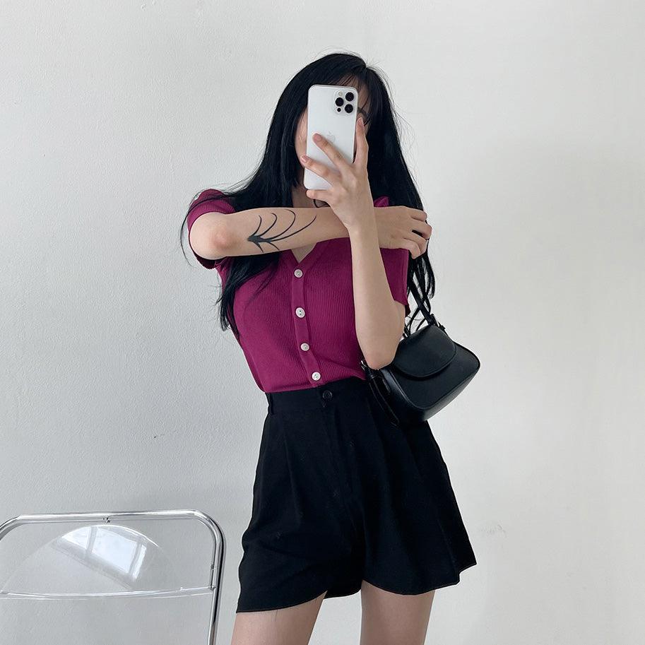 褶位後腰橡筋西裝短褲<KR> - IKIMSTORE