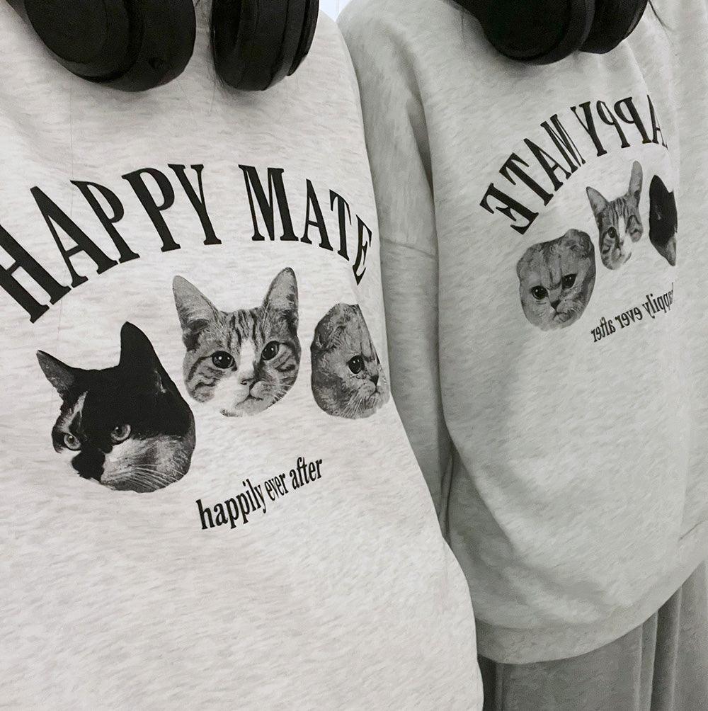 韓製Happy Mate🐈小貓衛衣(4color)<KR> - IKIMSTORE