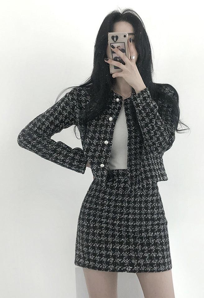 韓製氣質千鳥格紋套裝<KR> - IKIMSTORE