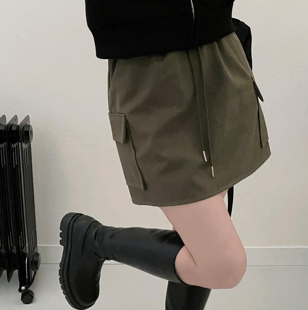 韓製棉質工裝迷你裙(3color)<KR> - IKIMSTORE