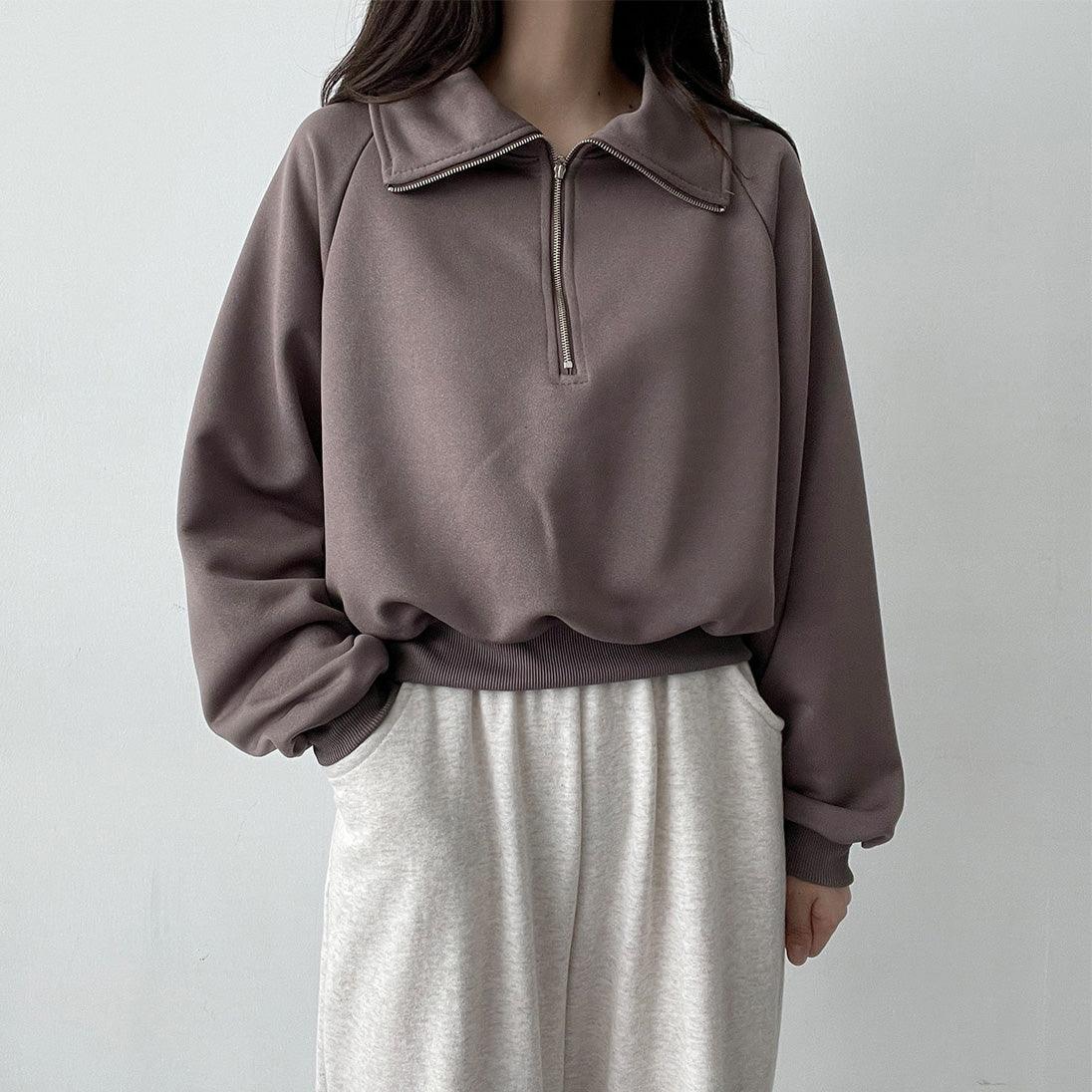 韓製半拉鏈翻領衛衣<KR>(5color) - IKIMSTORE