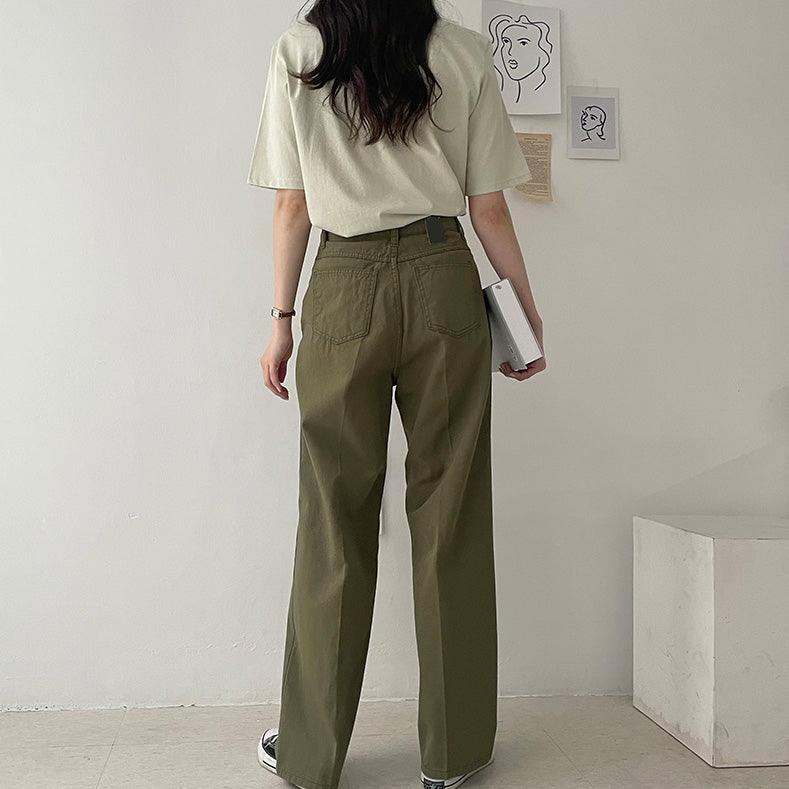 韓製高腰休閒牛仔寬褲<KR>(S-L/3color) - IKIMSTORE