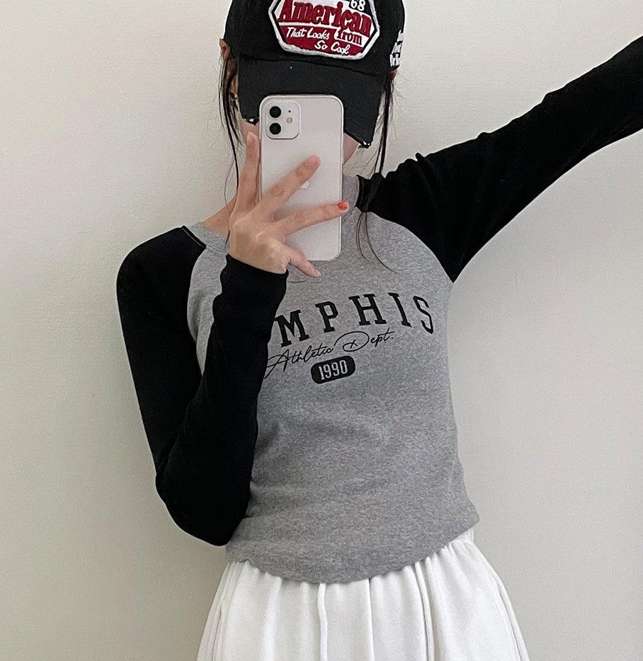 【現貨倒數!】韓製Memphis撞色插肩袖T恤<KR> - IKIMSTORE
