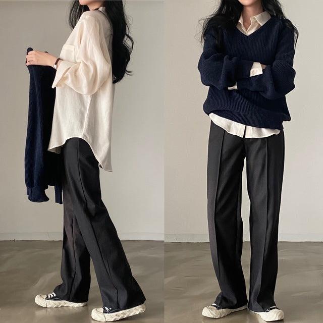 (含羊毛)摺線闊西褲 <KR> - IKIMSTORE