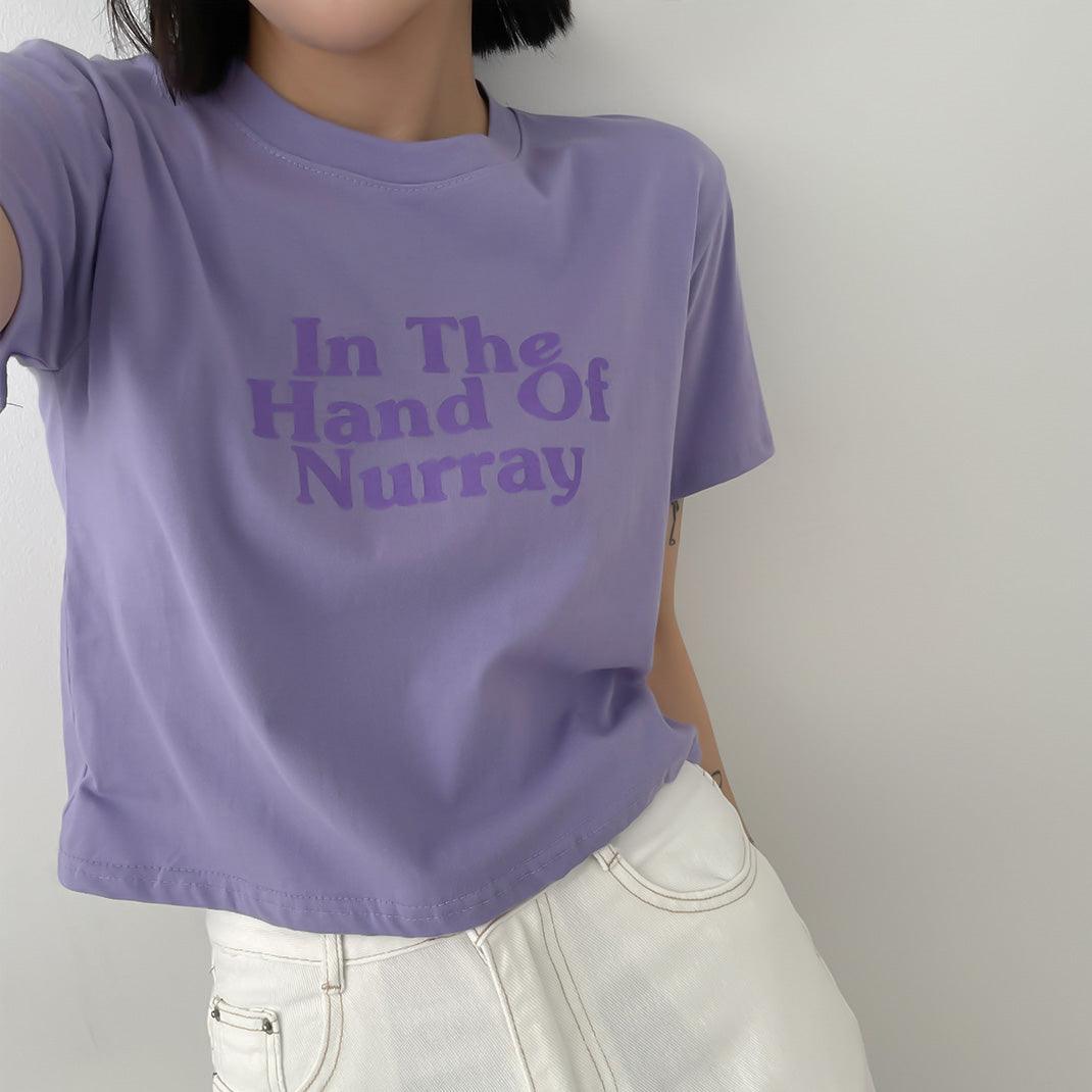 🍬【糖果色】韓製Nurray印字短款T恤<KR>(現貨purple) - IKIMSTORE