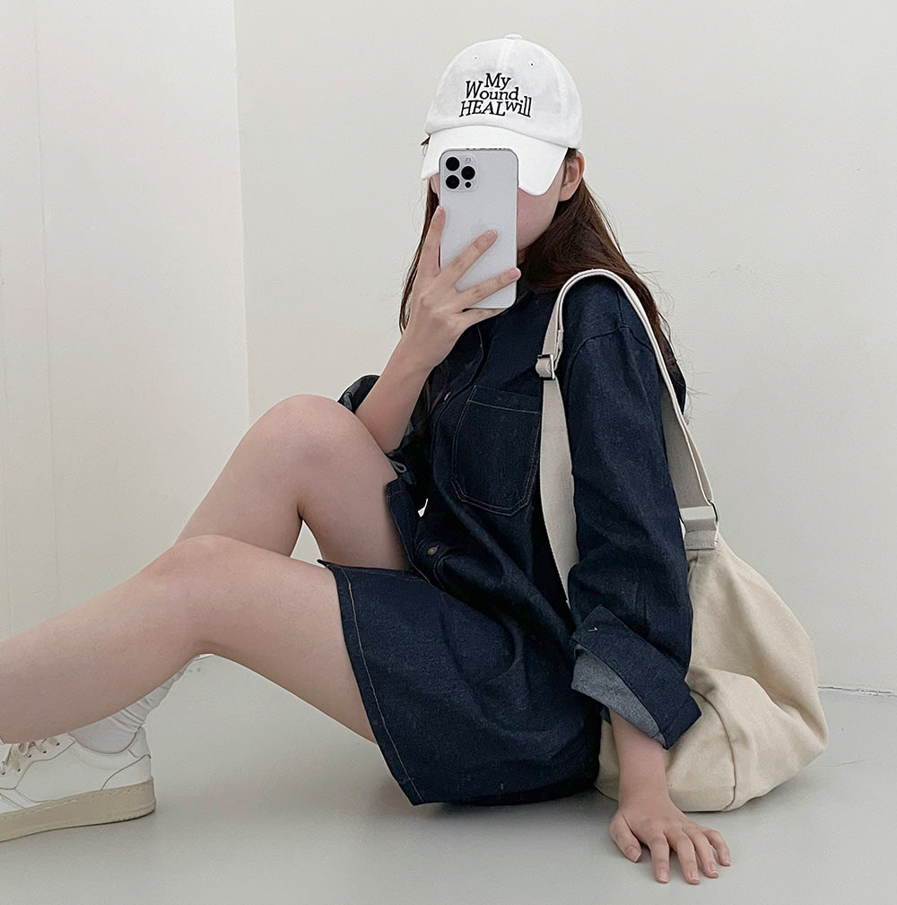 明線牛仔恤衫連衣裙