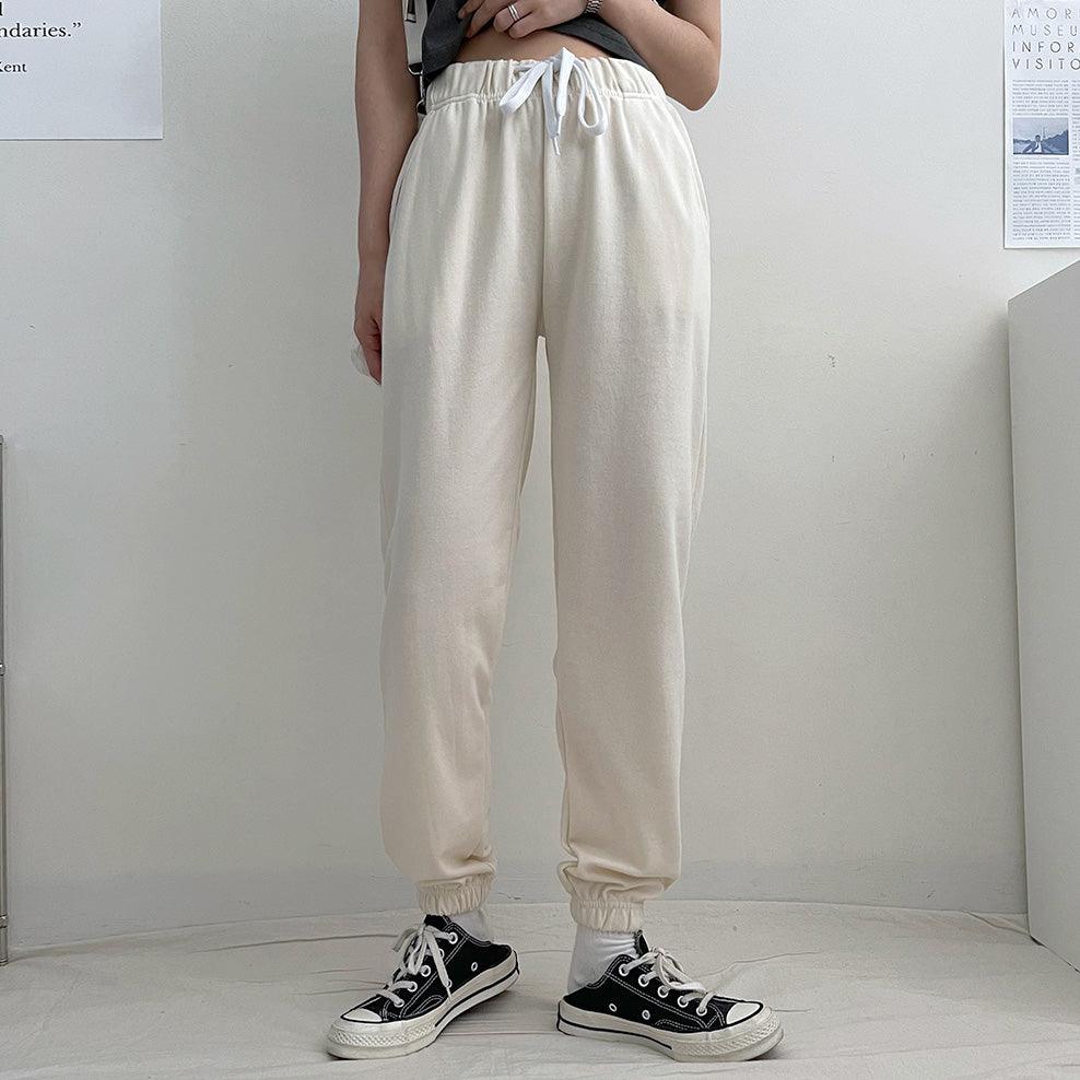 【韓製/S-5XL】高腰鬆緊腰慢跑束腳褲<KR> (14color) - IKIMSTORE