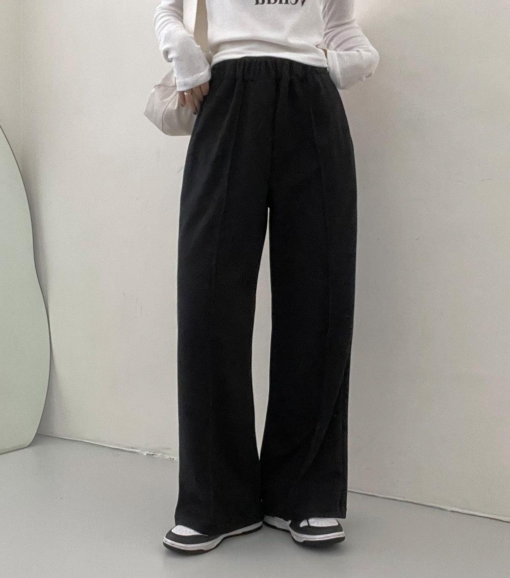 【兩種長度】鬆緊腰骨線休閒棉褲<KR> - IKIMSTORE
